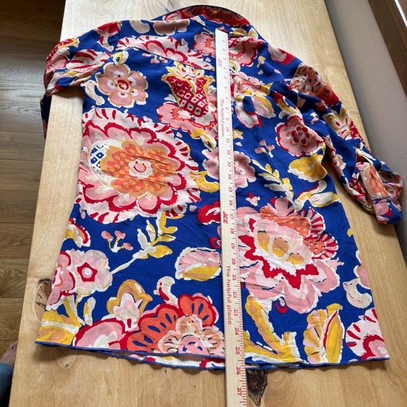 TORY BURCH SHIRT SILK BUTTON FRONT FLORAL ROLL TAB SLEEVE CHEST POCKET VIBRANT 4 - Picture 12 of 13